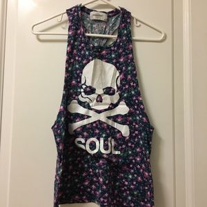 Floral print Soulcycle twist back tank